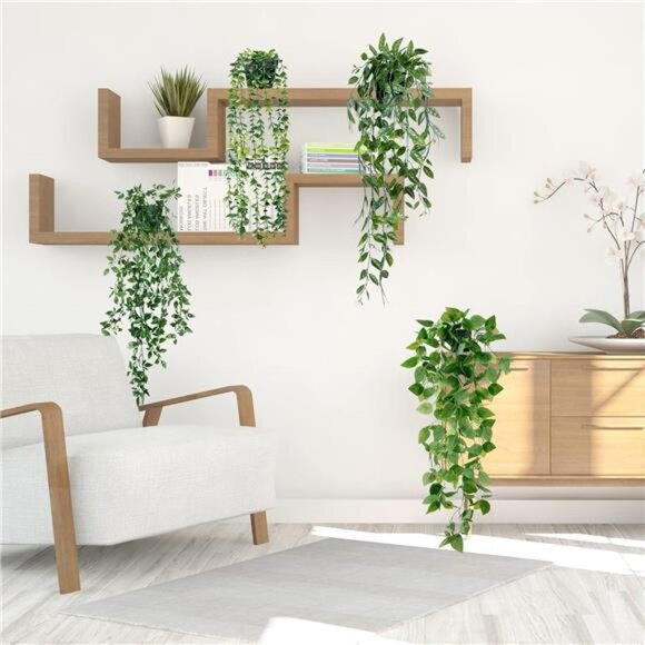 Sggvecsy Fake Hanging Plants 4 Pack Artificial Hanging Eucalyptus Plants Fake - Picture 4 of 7